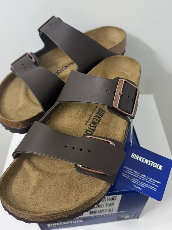 Birkenstock Arizona Dark Brown Leather Sandals EU 42 Men 9 Women 11 Regular Fit - Picture 2 of 12